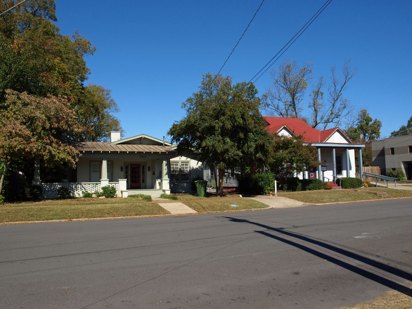 Older homes on a tree-lined street in Huntsville's Five Points neighborhood